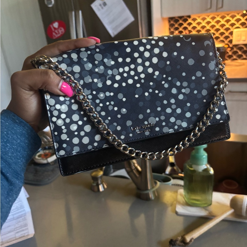 Kate Spade Navy and White Dot Clutch
